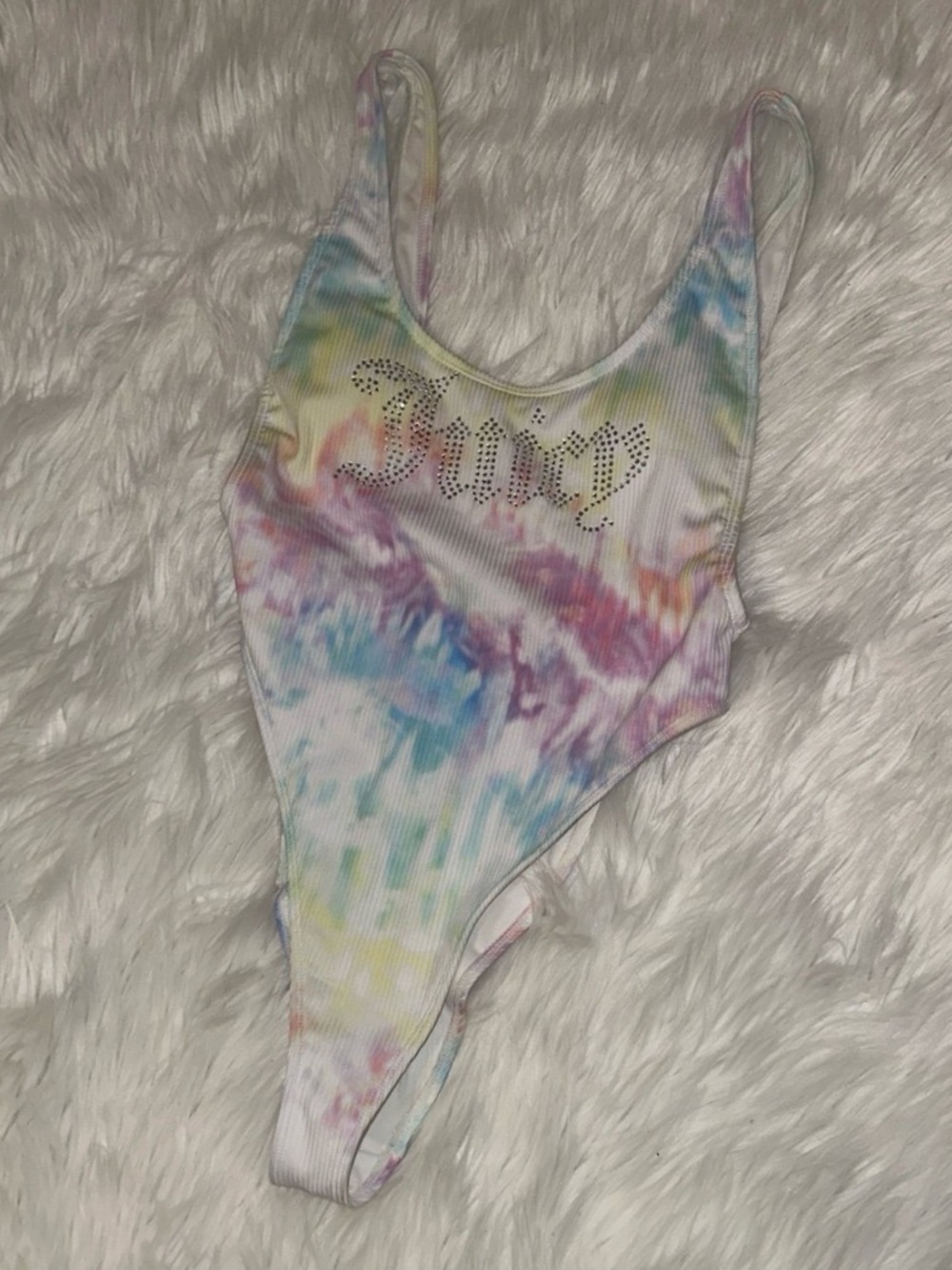 Juicy Couture Tie-Dye One-Piece Swimsuit with Rhinestone Logo